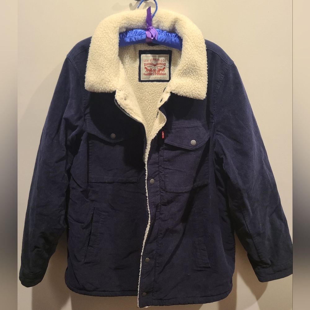 Levi's Navy Corduroy Sherpa coat size Large Tall men's